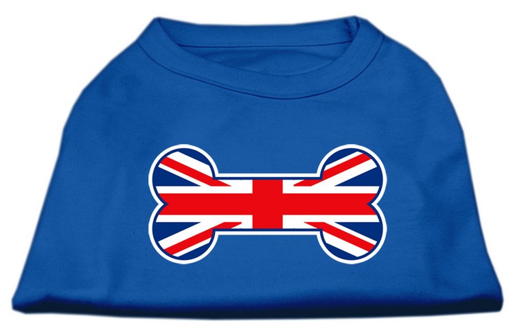 Bone Shaped United Kingdom (Union Jack) Flag Screen Print Shirts Blue Sm